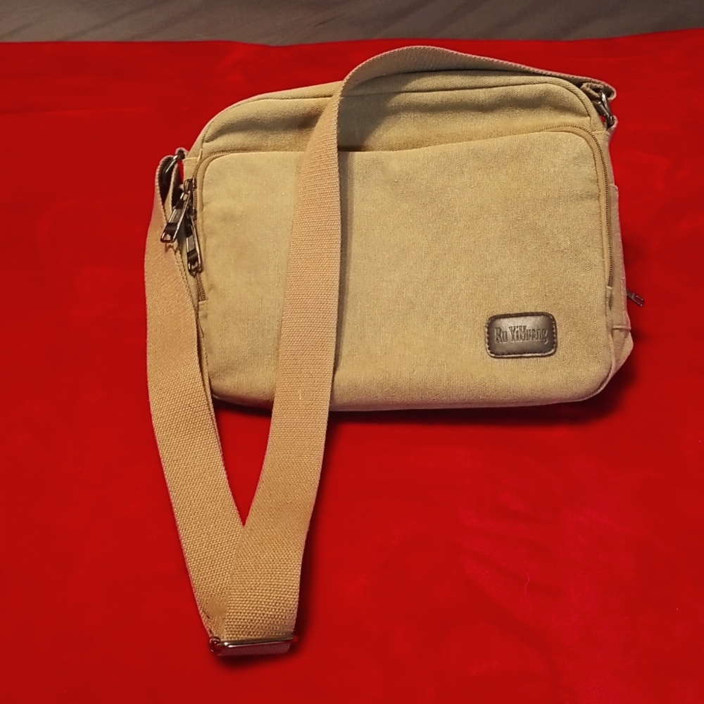 RUYIHUANG MEN/WOMENS VINTAGE TAN CANVAS SHOULDER BAG